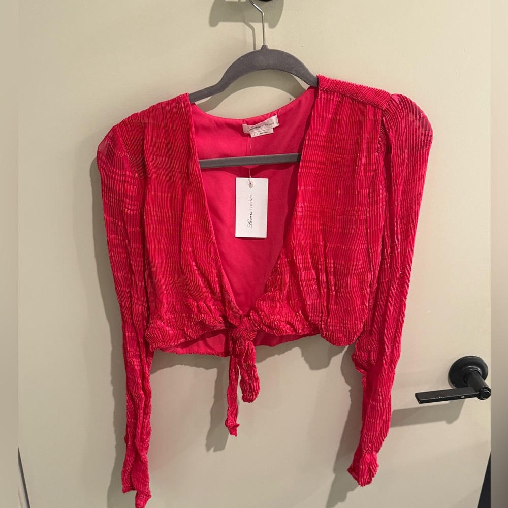 Lovers and Friends fuchsia long sleeve crop top